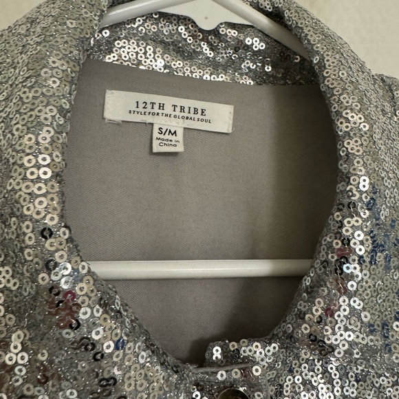 12th Tribe Star Crossed Sequin Fringe Jacket. Small. Silver. Coachella. Vegas. - Picture 6 of 13